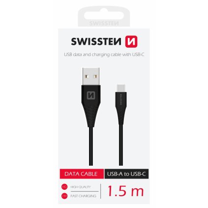 Swissten USB/USB-C 1,5m, černý