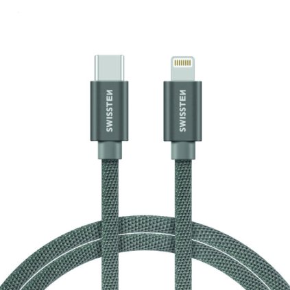 Swissten datový kabel textile USB-C - Lightning 2,0 m stříbrný