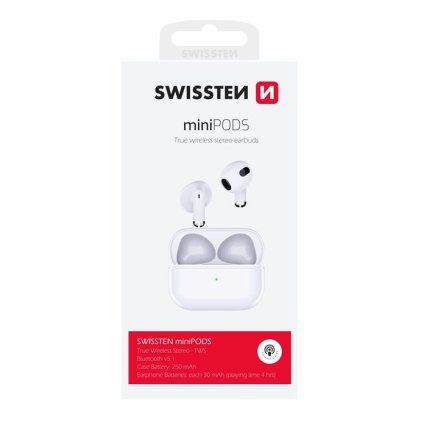 Swissten Minipods, bílá
