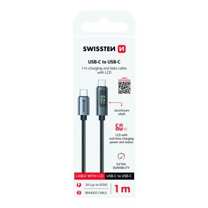 Swissten LCD kabel USB-C USB-C 1m