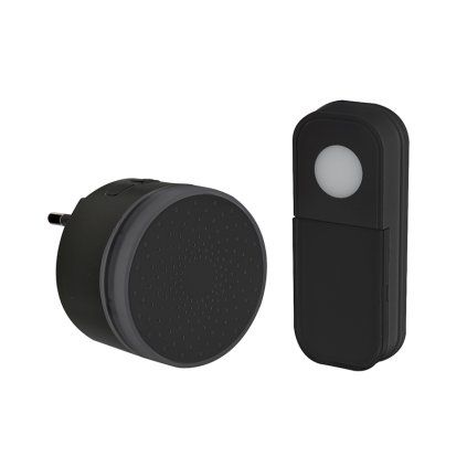 Solight 1L77B  bezdrátový mini zvonek, do zásuvky, 180m, černý, learning code