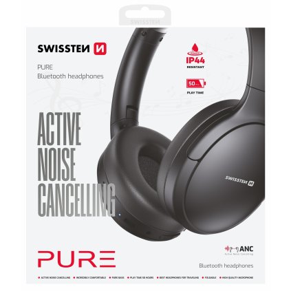 Swissten Bluetooth ANC sluchátka Pure černá