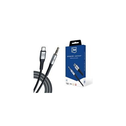 3mk audio kabel - AUX Cable USB-C - Jack 3,5 mm, 1m, černá