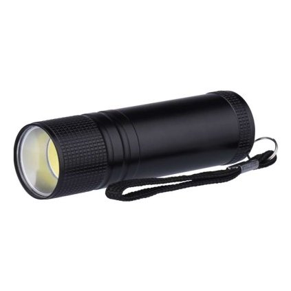 EMOS LED svítilna kovová, 3W COB LED, na 3x AAA černá