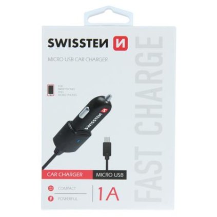 Swissten CL Adapter USB 1A power + integrovaný MicroUSB (1.5m)