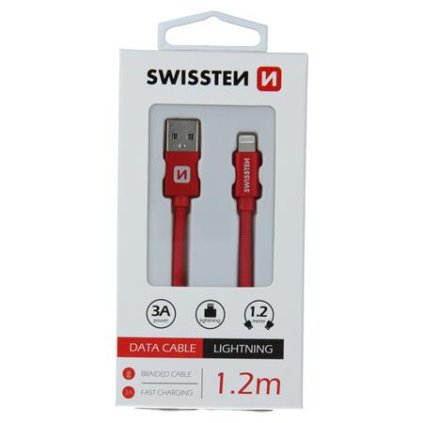 Swissten USB/Lightning 1.2m, červený