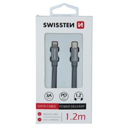 Swissten USB-C/Lightning 1.2m, šedý