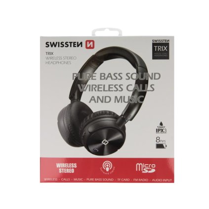 Swissten TRIX, černé - bluetooth stereo sluchátka