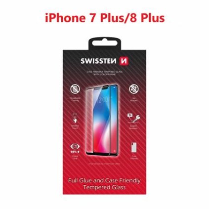 Swissten sklo  full glue, color frame, case friendly  Apple Iphone 7 plus/8 plus bílé