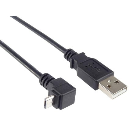 PremiumCord Kabel micro USB 2.0, A-B, konektor do úhlu 90°, 3m 