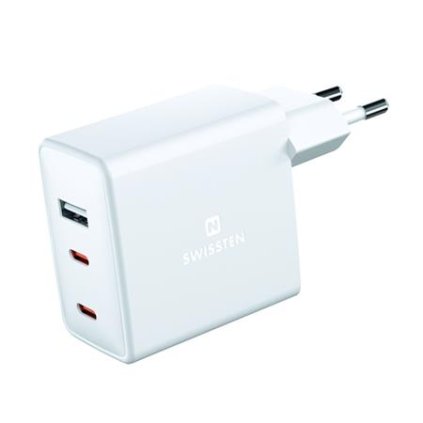 Swissten síťový adaptér GaN 2x USB-C + 1x USB 70W