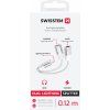 Swissten nabíjecí audio adaptér textile Lightning (samec) 2x Lightning (samice) 0,12m bílý