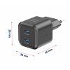 Swissten síťový adaptér GaN 2x USB-C 20W power delivery černý