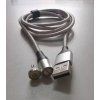 PremiumCord Magnetický micro USB a USB-C nabíjecí a datový kabel 1m, stříbrný