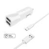 Fixed Set autonabíječky s 2xUSB výstupem a USB/USB-C kabelu, 1 metr, 15W Smart Rapid Charge, bílá