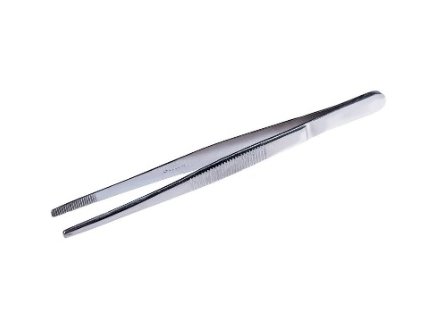 Pinzeta priama, zaoblené čeľuste, 105 mm, chrómovaná oceľ (Objem / Veľkosť 105 mm)