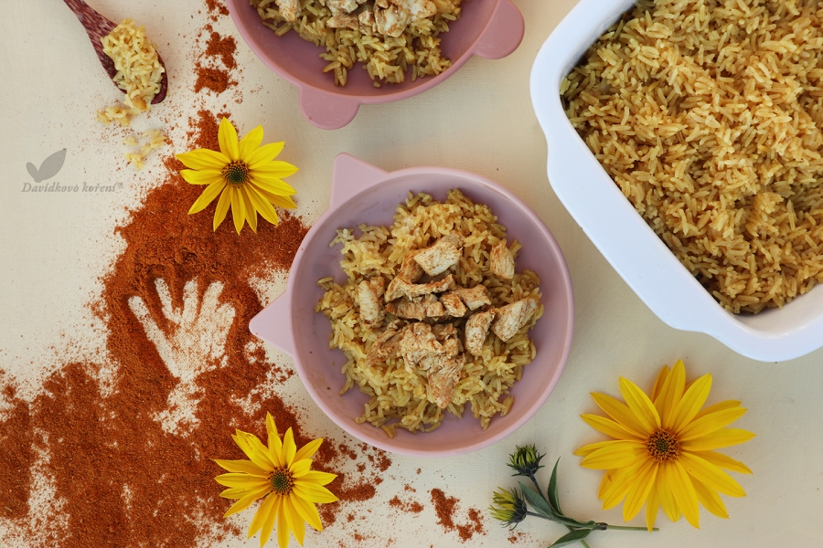 Dětská pečená rýže s kuřecími nudličkami 