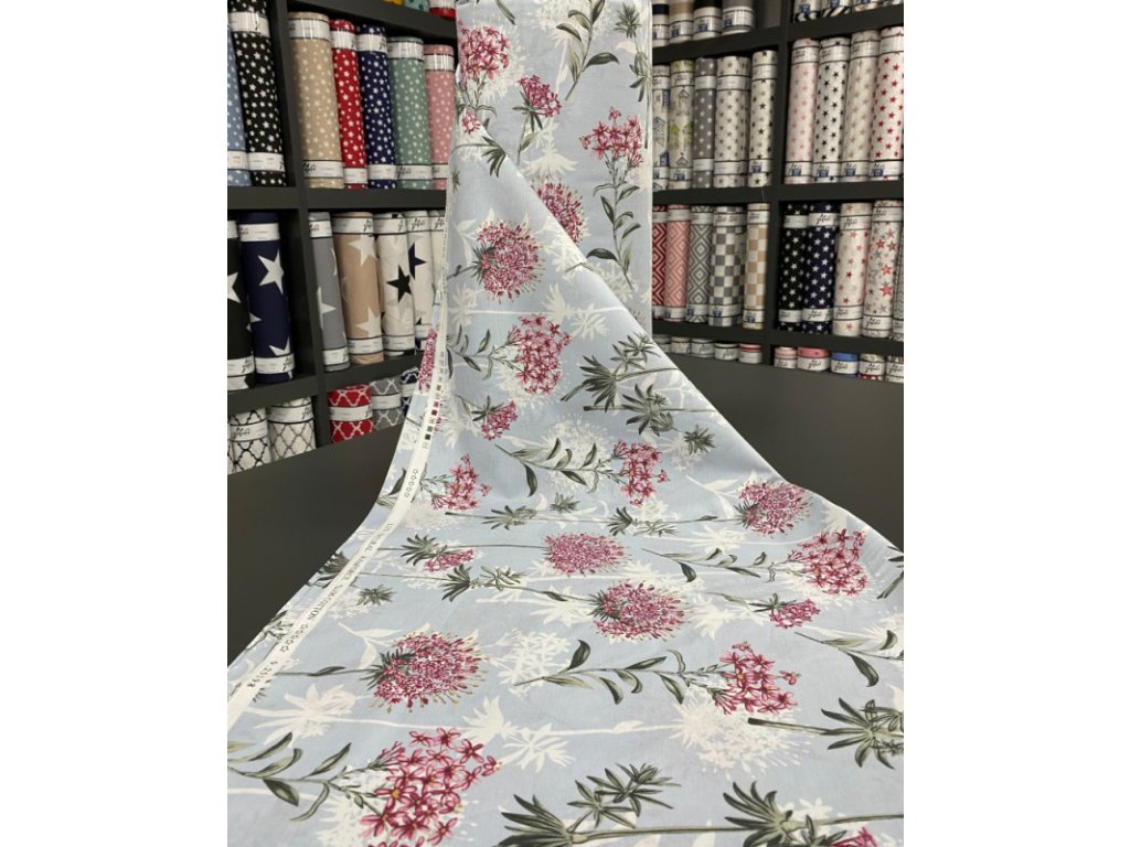 Ervi Bavlněná látka/plátno š.240 cm - Flora 25198, metráž (Barva Barevná/Colorful, Vzor Květinový/Floral)