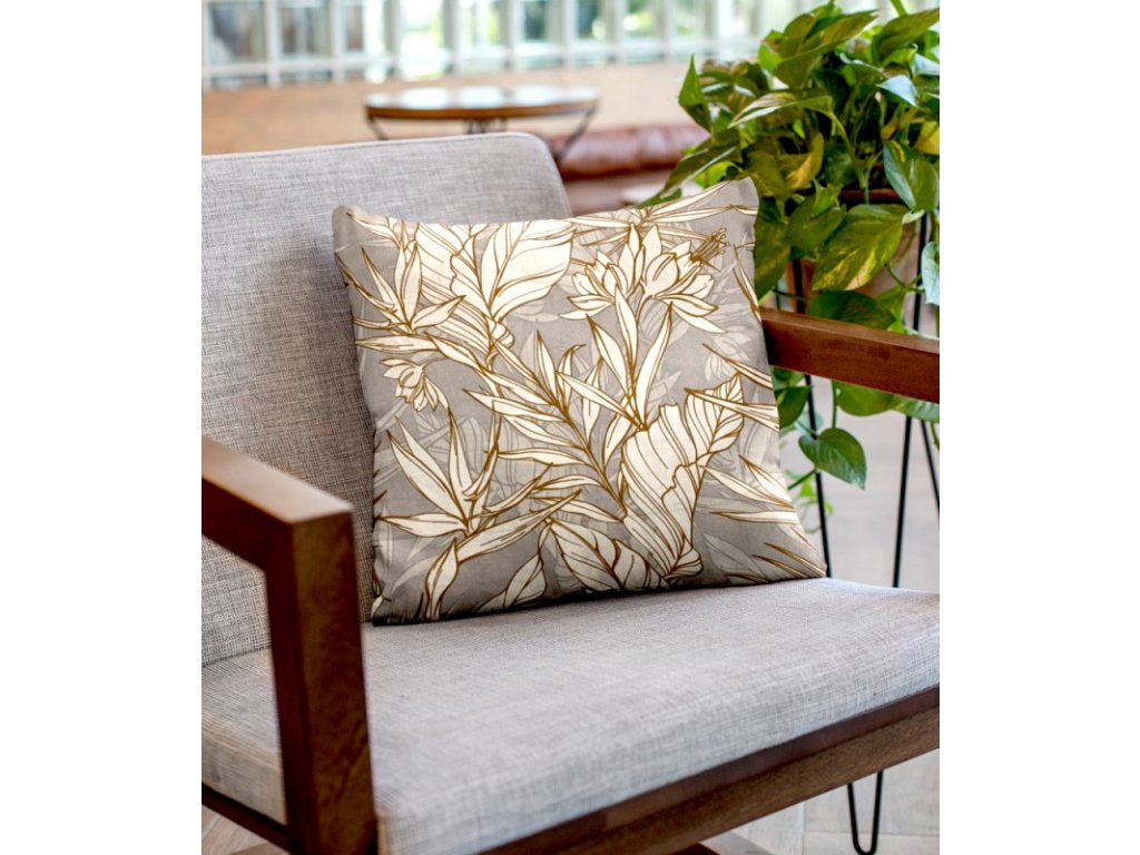 Ervi povlak na polštář bavlněný - tropický vzor (Barva šedá, Rozměr 30 x 50 cm, Vzor Lístečky/větvičky)