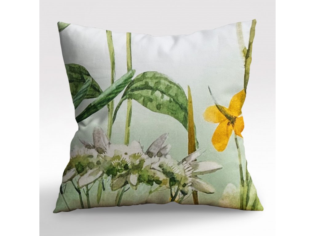 Ervi Saténový povlak na polštář DELUXE - Barevná louka (Barva Barevná/Colorful, Rozměr 30 x 50 cm, Vzor Lístečky/Tickets)