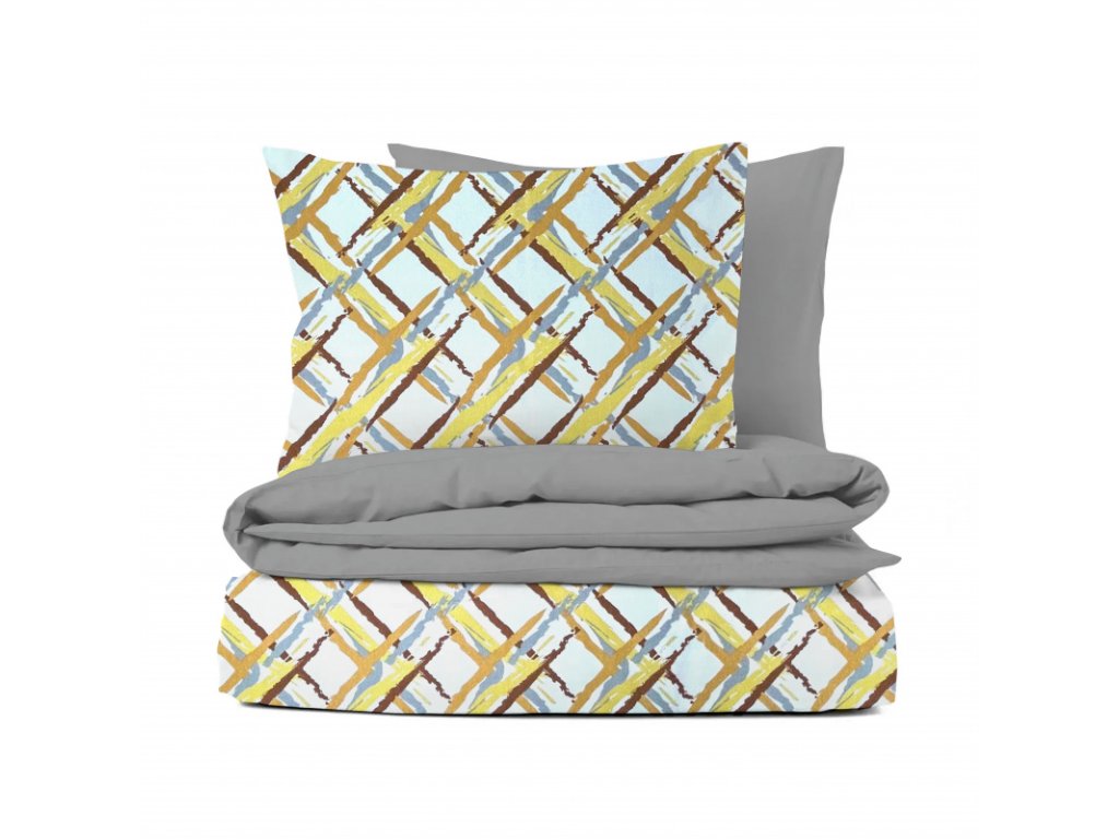 Ervi bavlněné povlečení oboustranné - Abstrakt /šedé (Barva Barevná/Colorful, Rozměr 140x200 cm + 70x90 cm, Vzor Designový/Design)