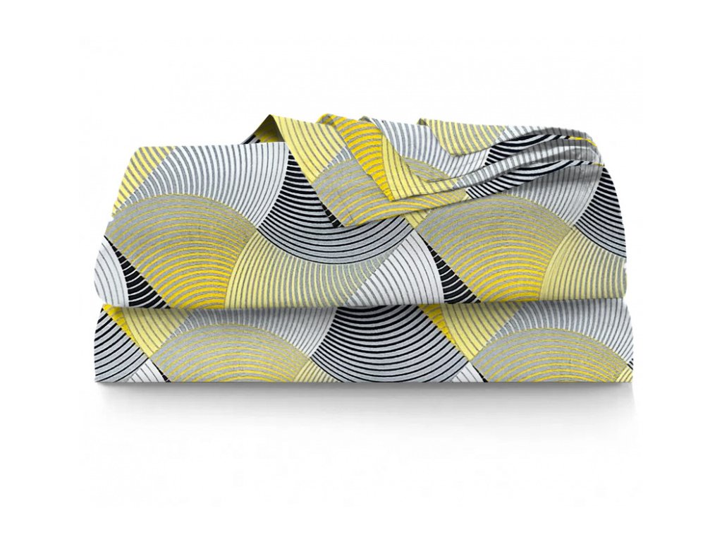 Ervi bavlněné prostěradlo - Vlnění žluté (Barva Barevná/Colorful, Rozměr 140x240 cm, Vzor Geometrický/Geometric)