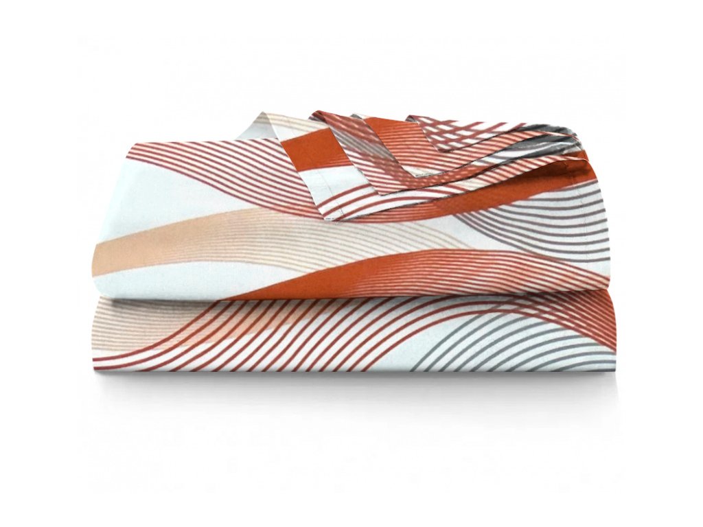 Ervi bavlněné prostěradlo - pruhované vlny (Barva Barevná/Colorful, Rozměr 140x240 cm, Vzor Geometrický/Geometric)