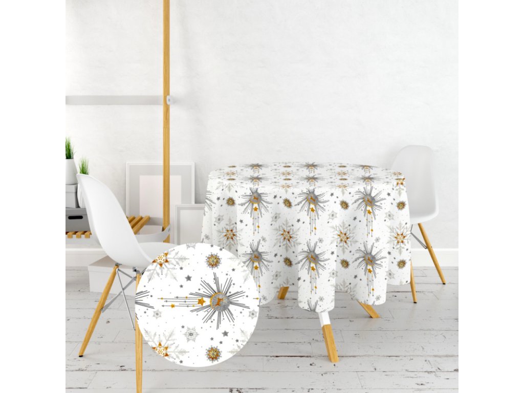 Ervi bavlněný ubrus na stůl kulatý - Vánoční - jelen (Barva Barevná/Colorful, Rozměr průměr 40 cm, Vzor Vánoční/Christmas)