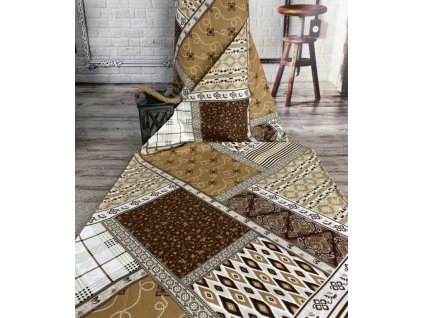 Ervi Bavlněná látka/plátno š.240 cm - designový vzor na hnědém č.25111-4, metráž (Barva hnědá, Vzor Designový)