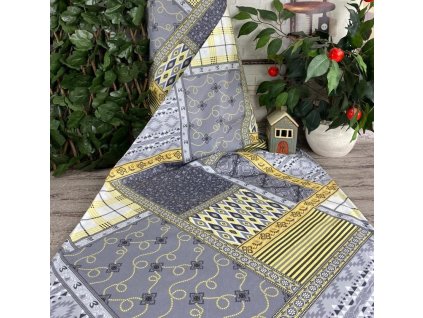 Ervi bavla š.240 cm - designový vzor na šedém č.25111-2, metráž (Barva šedá, Vzor Designový)