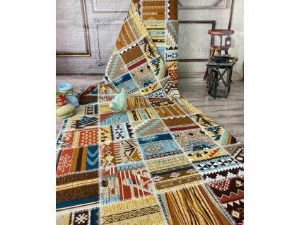 Ervi Bavlněná látka/plátno š.240 cm -Etno 25026-04, metráž (Barva barevná, Vzor Etnický)