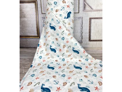 Ervi Bavlněná látka/plátno š.240 cm - s mořským motivem 25348-5, metráž (Barva barevná, Vzor Mořský)