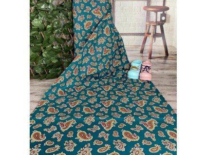 Ervi Bavlněná látka/plátno š.240 cm - turecké okurky na smaragdovém č.25129-5, metráž (Barva smaragdová, Vzor Orientální)