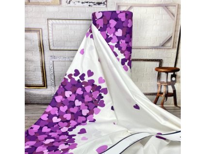 Ervi Bavlněná látka/plátno š.240 cm - srdíčka fialové - 76354-3, metráž (Barva fialová, Vzor Srdíčka)