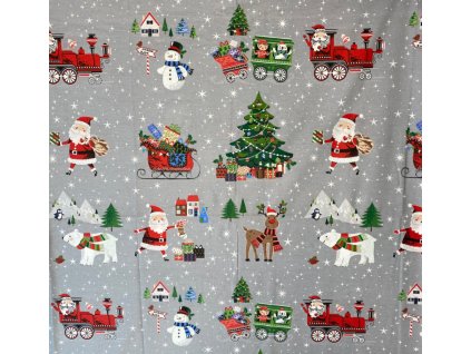 Ervi Bavlněná látka/plátno š.240 cm - Vánoční vzor šedý -11207-6, metráž (Barva šedá, Vzor Vánoční)