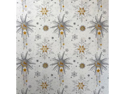 Ervi Bavlněná látka/plátno š.240 cm - Vánoční vzor - jelen-26379-3, metráž (Barva svetle šedá, Vzor Vánoční)