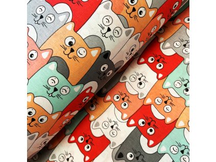 Ervi bavlna š.220 cm Legrační koťátka - 8922-1 metráž (Barva barevná, Vzor Koťátka)