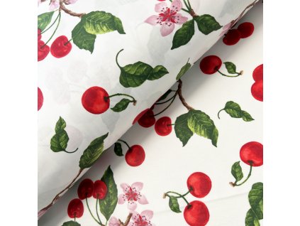 Ervi Bavlněná látka/plátno š.240 cm Třešně - 24646-2, metráž (Barva barevná, Vzor ovoce/zelenina)