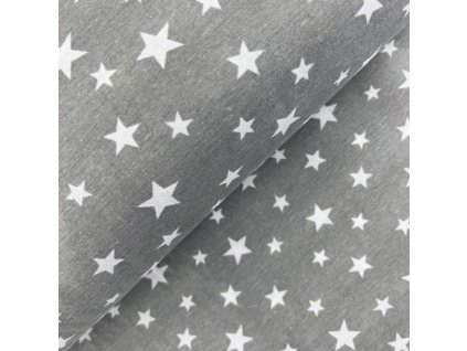 Ervi Bavlněná látka/plátno š.240 cm - hvězdičky na šedém č.1579-22 , metráž (Barva šedá, Vzor Hviezdičky)