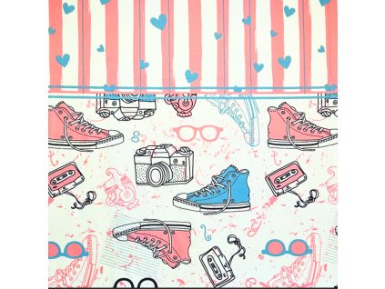 Ervi Bavlněná látka/plátno š.240 cm - tenisky č.3679, metráž (Barva Bílá, Vzor Designový)