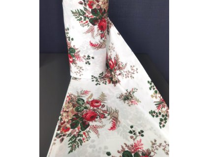 Ervi Bavlnená látka/plátno š.240 cm - Ruže a kapradie č.11982-4, metráž