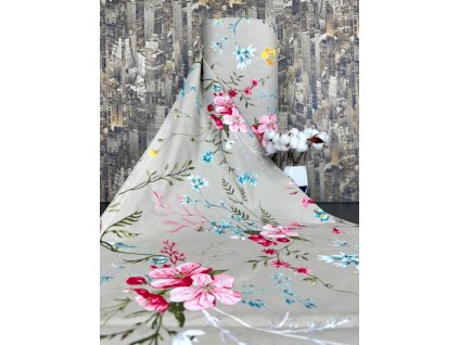 Ervi Bavlněná látka/plátno š.240 cm - Pole kvetoucí - 26541-1, metráž (Barva barevná, Vzor Květinový)