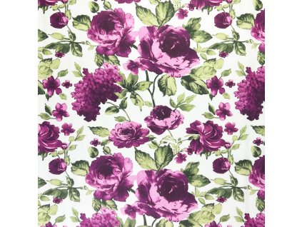 Ervi Bavlnená látka/plátno š.240 cm - fialové hortenzie a pivonky č.26620-4, metráž