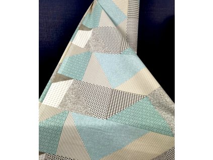 Ervi Bavlněná látka/plátno š.240 cm - abstrakce č.23348-7, metráž (Barva Tyrkysová/Šedá, Vzor Abctrakce)