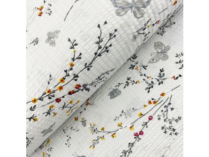 Ervi bavlna - krep š.240 cm - Romantický vzor č.25515-3, metráž