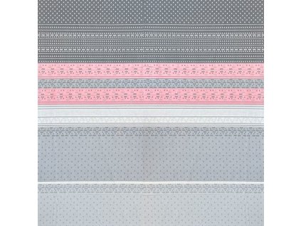 Ervi Bavlněná látka/plátno š.240 cm - šedé a růžové vzorování č.9488-3, metráž
