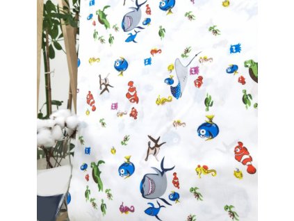 Ervi Bavlněná látka/plátno š.240 cm - Nemo - 12162, metráž (Barva Bílá, Vzor Dětský)