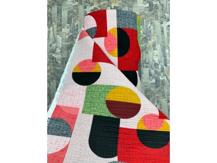 Ervi bavlna - krep š.240 cm - Geometrický vzor č.26718-2, metráž (Barva barevná, Vzor Geometrický)