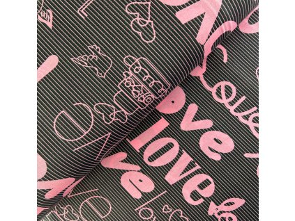 Ervi Bavlněná látka/plátno š.240 cm - s nápisem LOVE - 26842-3, metráž