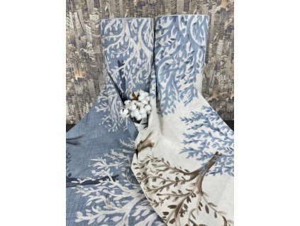 Ervi Bavlněná látka/plátno š.240 cm - stromy šedé a béžové č.9976-3, metráž (Barva šedá, Vzor Přírodní)